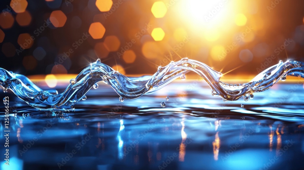 Poster abstract flowing water with bokeh background