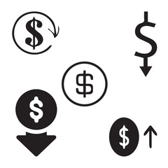 money, dollar, currency, bank, euro, banking, finance sign vector design icon symbol set 
