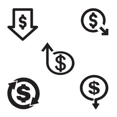 money, dollar, currency, bank, euro, banking, finance tag vector design icon symbol set 