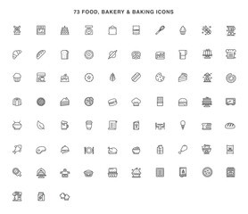 food, bakery and baking icons symbol vector design