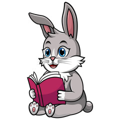 cartoon rabbit reading a book