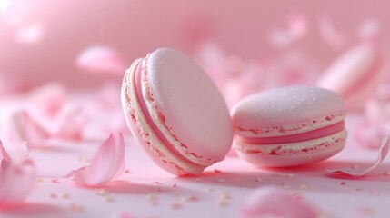 Obraz premium pink macaroons on a wooden table