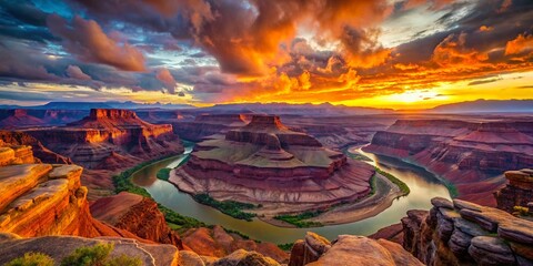 Obraz premium Dead Horse Point State Park, Canyonlands National Park, Utah, USA - Dramatic Dusk Landscape Photography