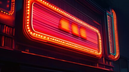 Obraz premium Vibrant Retro Night Sign, Illuminated Facade Detail.