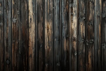 Naklejka premium Close-up of dark wooden planks with natural knots and grain patterns ideal for backgrounds or rustic designs