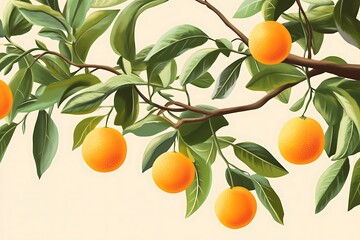 Beautiful autumn composition with branches and tangerines, closeup