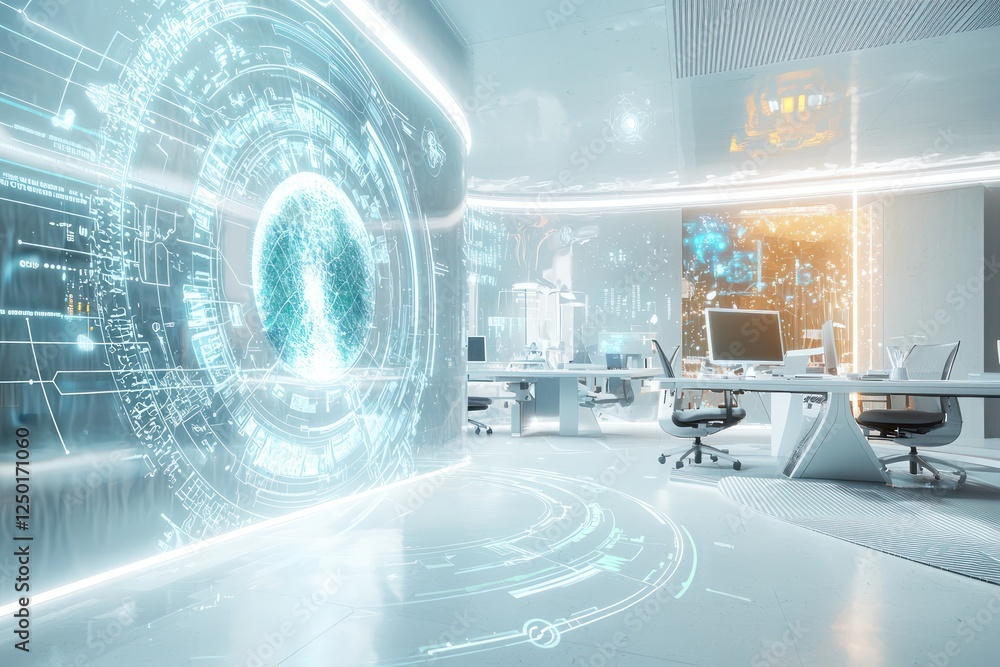 Poster advanced coworking space for quantum cryptography, showcasing real-time holography for secure quantu