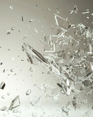 Capturing the intricate beauty of glass shattering in slow motion, emphasizing the fragility and chaos of destruction