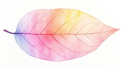 Obraz premium Vibrant watercolor illustration of a leaf showcasing a gradient of colors and delicate veins