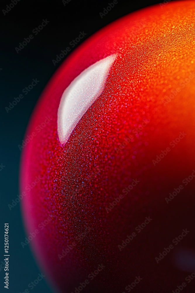 Poster close-up of a vibrant red sphere with a glossy surface and subtle texture.