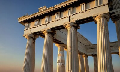 Ancient Greek Columns at Sunrise - Powered by Adobe