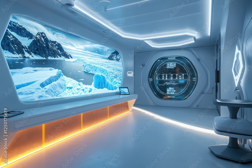 Poster holographic ai models in climate hub analyze changes in ice dynamics.