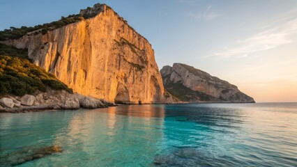 Sun-Kissed Cliff Half-Submerged: Coastal Erosion Photography