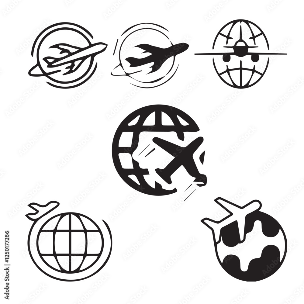 Poster globe_with_plane vector design icon symbol set