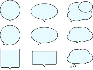 シンプル 枠線 吹き出しセット/ ふきだし, フキダシ, フレーム, 枠, イラスト, ベクター, せりふ, コミュニケーション