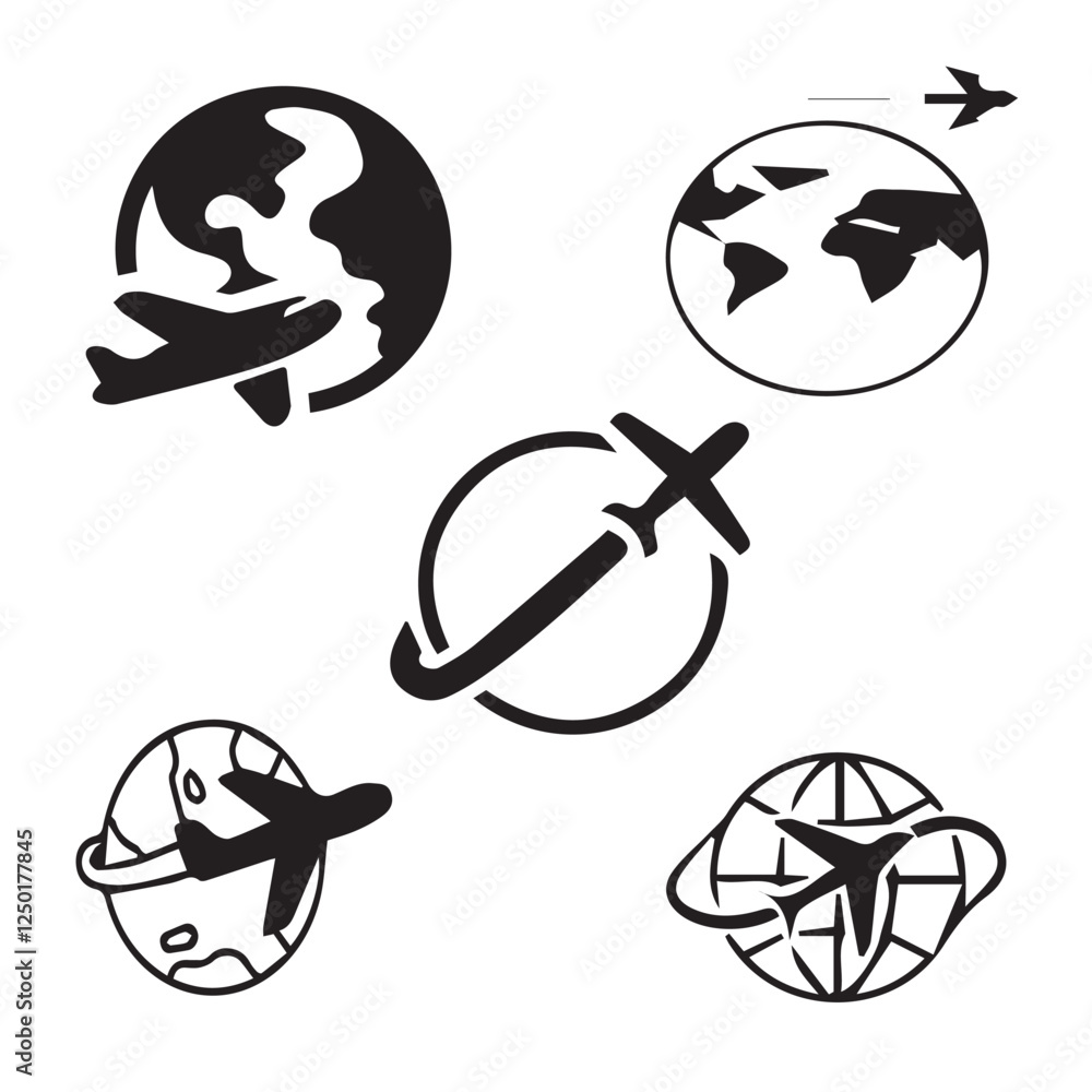 Poster globe_with_plane vector design icon symbol set