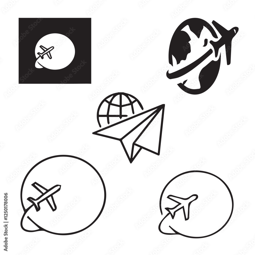 Poster globe_with_plane vector design icon symbol set