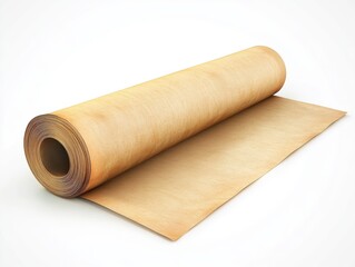Fototapeta premium Rolled parchment paper, unfurling, isolated on white background.