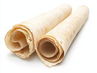 Fototapeta premium Two Rolled Parchment Scrolls Isolated on White Background.