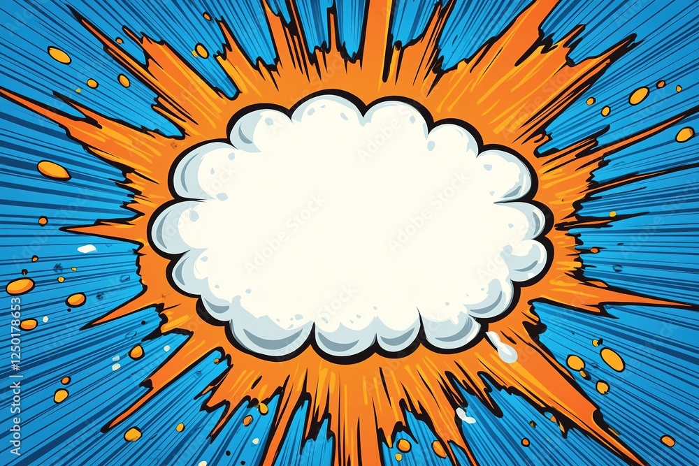 Poster bursting explosion with vibrant colors creates dynamic backdrop