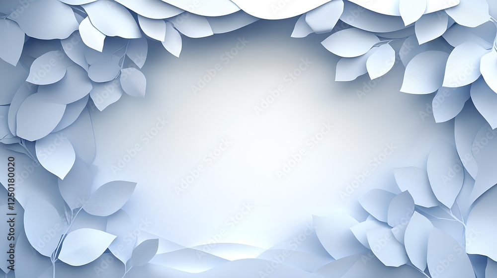 Aufkleber minimalist design of soft blue paper leaves layered on a light background for decorative use : gener