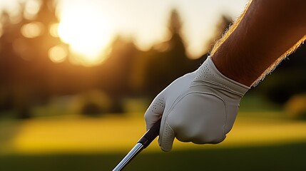 Golfer preparing for a swing at sunset highlighting the passion for the sport : Generative AI