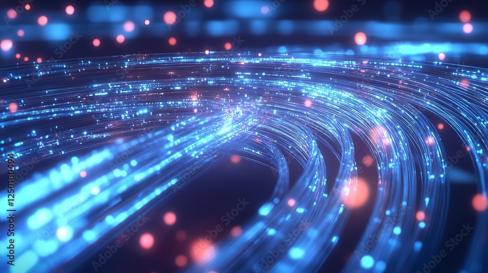 Poster Abstract colorful light trails on a dark background creating a futuristic atmosphere : Generative AI