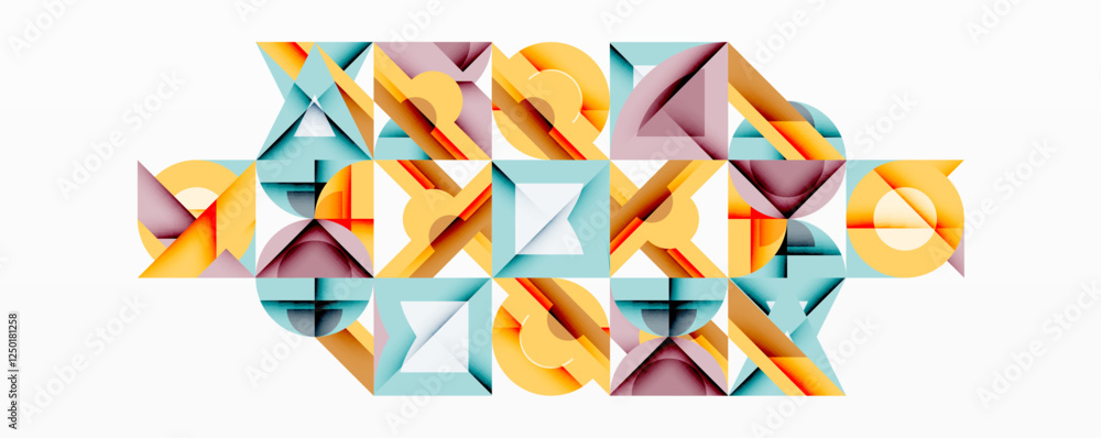 Poster minimal geometric abstract background. circle square and triangle design
