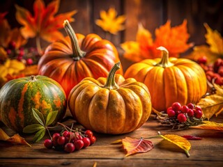 Elegant Thanksgiving Design: Pumpkins, Autumn Leaves & Warm Colors