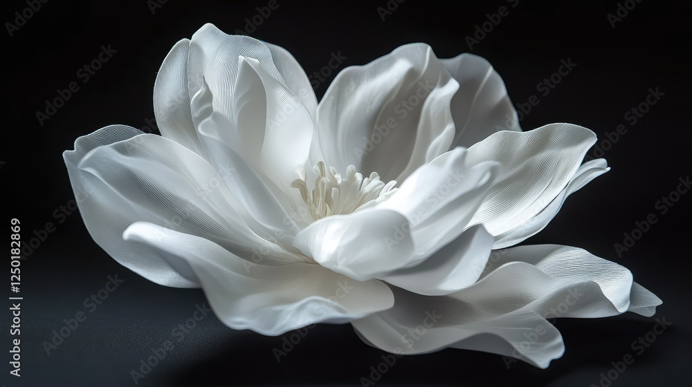 Aufkleber exquisite macro shot of a delicate white flower with soft petals set against a dark background captu