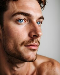Fototapeta premium A close up of a man with blue eyes.