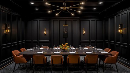 Elegant Private Dining Room Interior: A Luxurious Setting for Special Occasions AI Generated