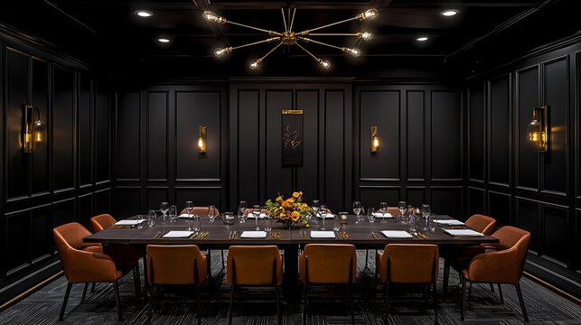 Elegant Private Dining Room Interior: A Luxurious Setting for Special Occasions AI Generated