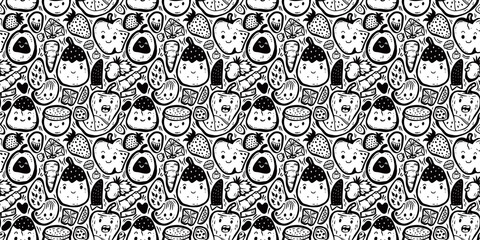 Cartoon hand-drawn doodles on the subject of summer holidays theme seamless pattern