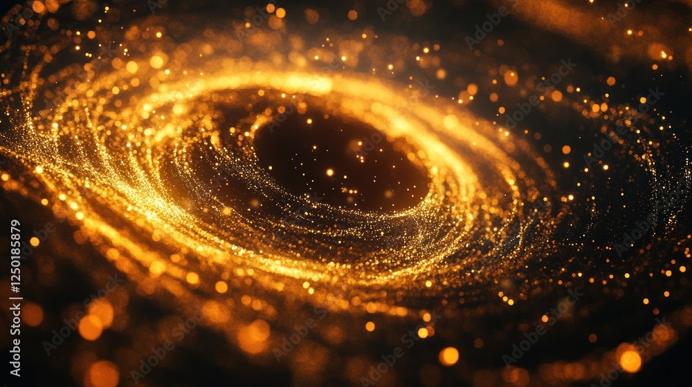 Aufkleber abstract golden particle vortex: swirling light and energy background