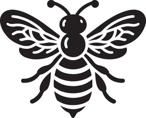 Hand drawn flat Cute bee silhouette illustration Pro Vector
