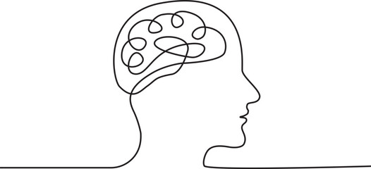 Continuous Line Drawing of human head and brain