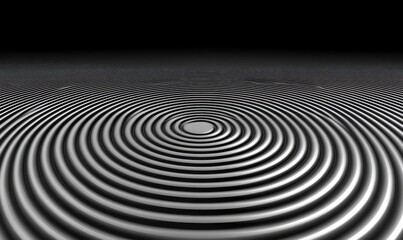 Naklejka premium Abstract concentric circles, 3D rendering, dark background, design element