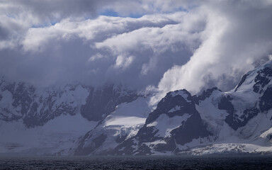 snow covered mountains in antarctica