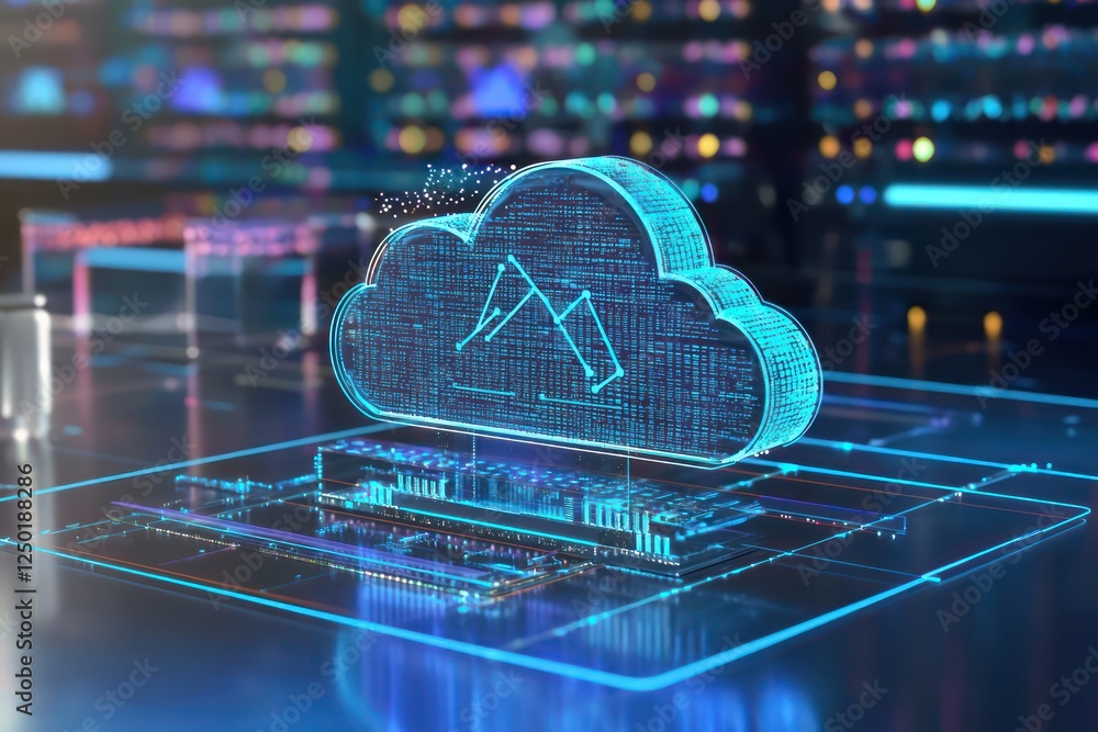 Poster holographic technology in hybrid cloud lab optimizes secure data sync.
