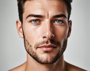 Obraz premium A man with blue eyes and a beard.