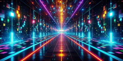 Obraz premium Futuristic Glowing Binary Code Pathway - High Resolution Stock Photo
