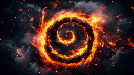 Obraz premium Fiery spiral vortex, cosmic clouds, energy, design
