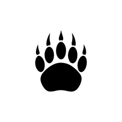 Black Bear paw silhouette vector illustration on white background