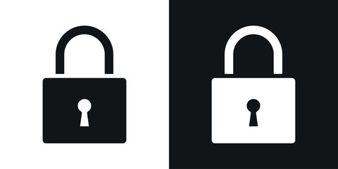 Lock icons set vectors black and colored style