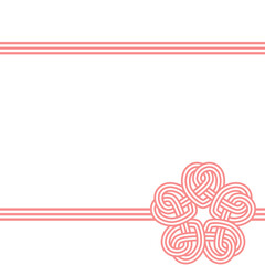 水引き風　おしゃれな桜結びのフレーム　薄紅色　3本　上下リボン　テキスト無し