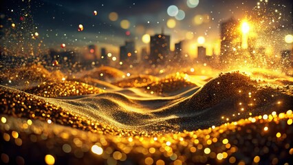 Fototapeta premium Golden Glitter Wave: Abstract Sparkling Background for Luxury Design