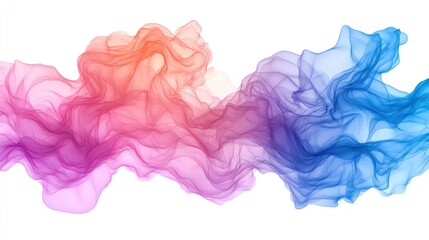 Colorful smoke wave abstract, white background, design element