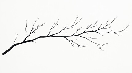 Obraz premium Minimalistic black branch illustration on a white background, suitable for nature-themed designs