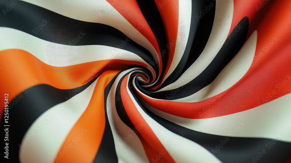 Poster abstract swirled pattern of vibrant orange, black, and white colors creating a dynamic visual effect